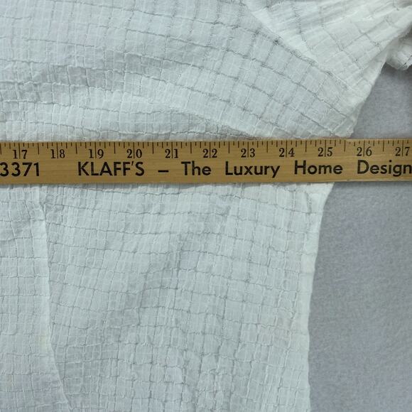 EILEEN FISHER Top 1X Organic Cotton Box Voile Boxy Button Up Short Sleeve White - Picture 8 of 13